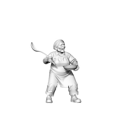 MRY-SFW LYGR321 3D Printed Canteen Staff Zombies Set - Cook, Baker, Server, Cleaner Unpainted Model Kit