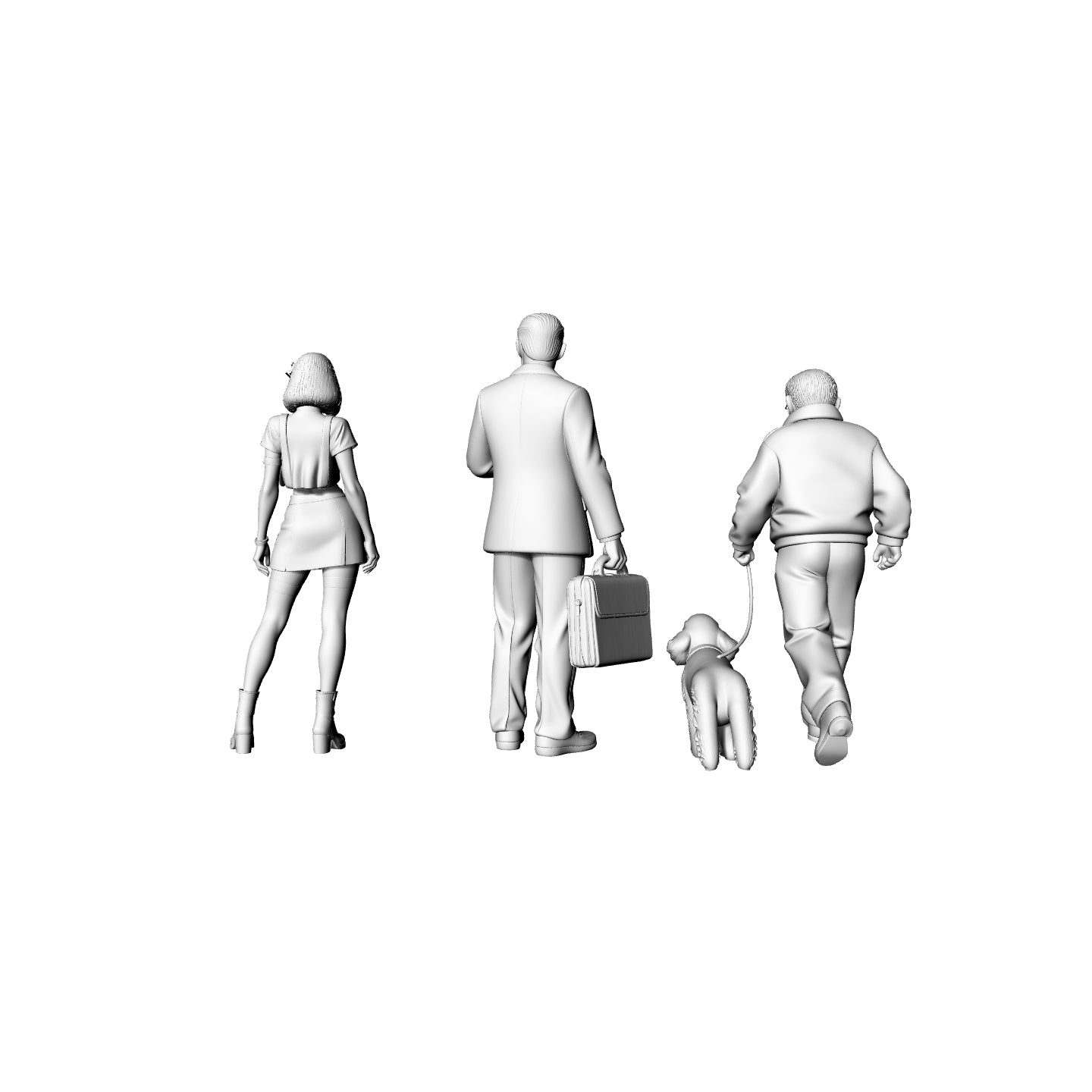 Yao's Studio LYTR071   Urban Life Scene 3-Pack 3D Print Model, Unpainted City People Figures, DIY Painting Kit 1set