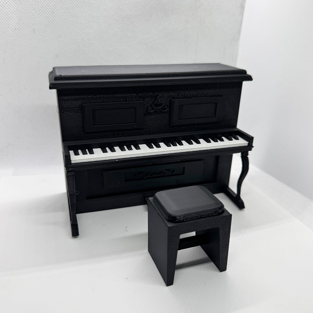 LYTP12021 1/12 Vintage Piano And Stool Set Gallery Dollhouse Miniature