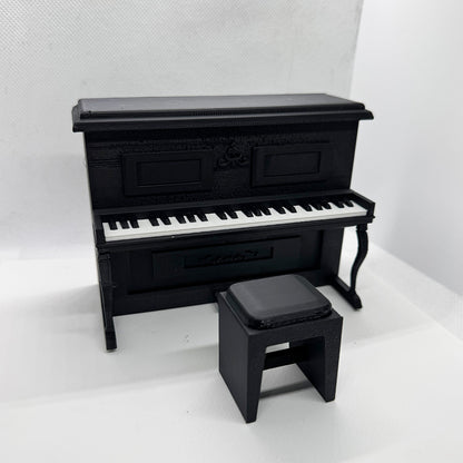 LYTP12021 1/12 Vintage Piano And Stool Set Gallery Dollhouse Miniature