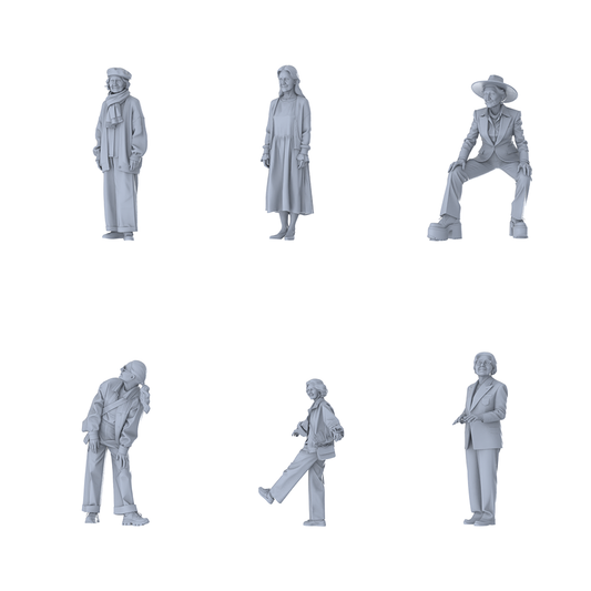 MRY-SFW LYTR637 Modern Trend Mix Style Elderly Female Multi-Pose Six-Person Set Miniature Car Diorama Figures Scene Props Accessories Resin
