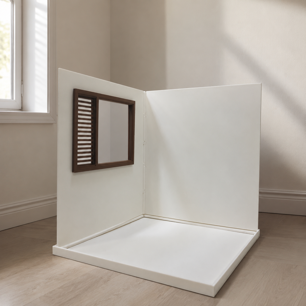 RHF0548 Miniature dollhouse with louvered windows in the room Desktop Decoration Miniature Dollhouse Background Simple Dollhouse Mini Doll Storage House