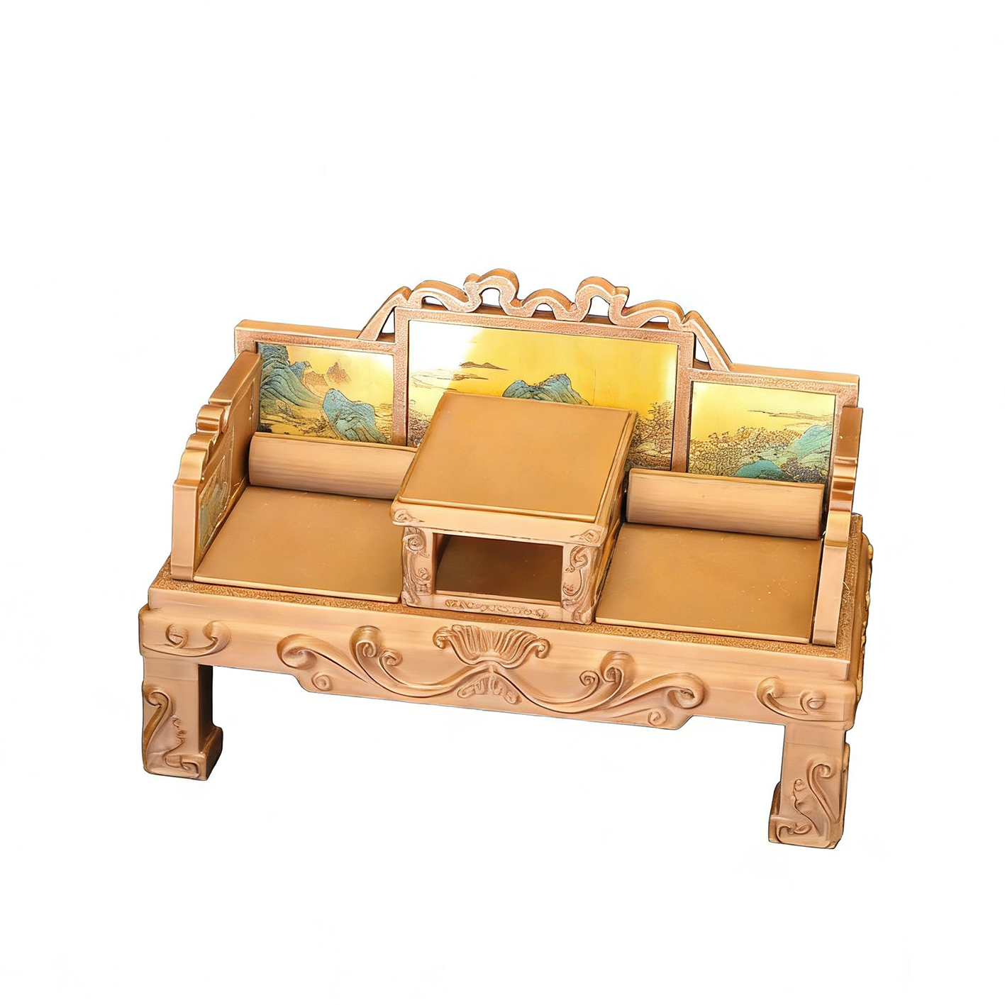 RHF234 Ancient-Style Arhat Bed 3D Printing DIY Miniature Scenes Dollhouse Creative Ornaments Desktop Scenes Mini Models BJD & OB Dolls Ancient-Style Arhat Bed