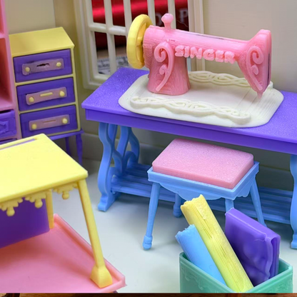 RHF296 Mini Sewing Scene Set Original Dream Tailor Shop Retro Mini Sewing Scene Set Miniature Scene Model Ornament Dollhouse