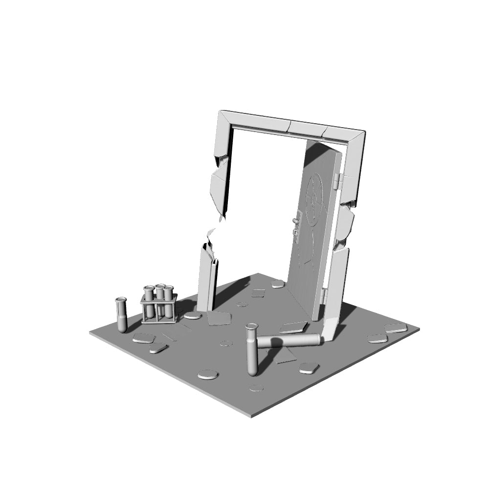 MRY-SFW LYTS324 3D Printed Post-Apocalyptic Abandoned Bio-Lab Diorama Set with Hazmat Team & Secure Door for Tabletop Wargaming