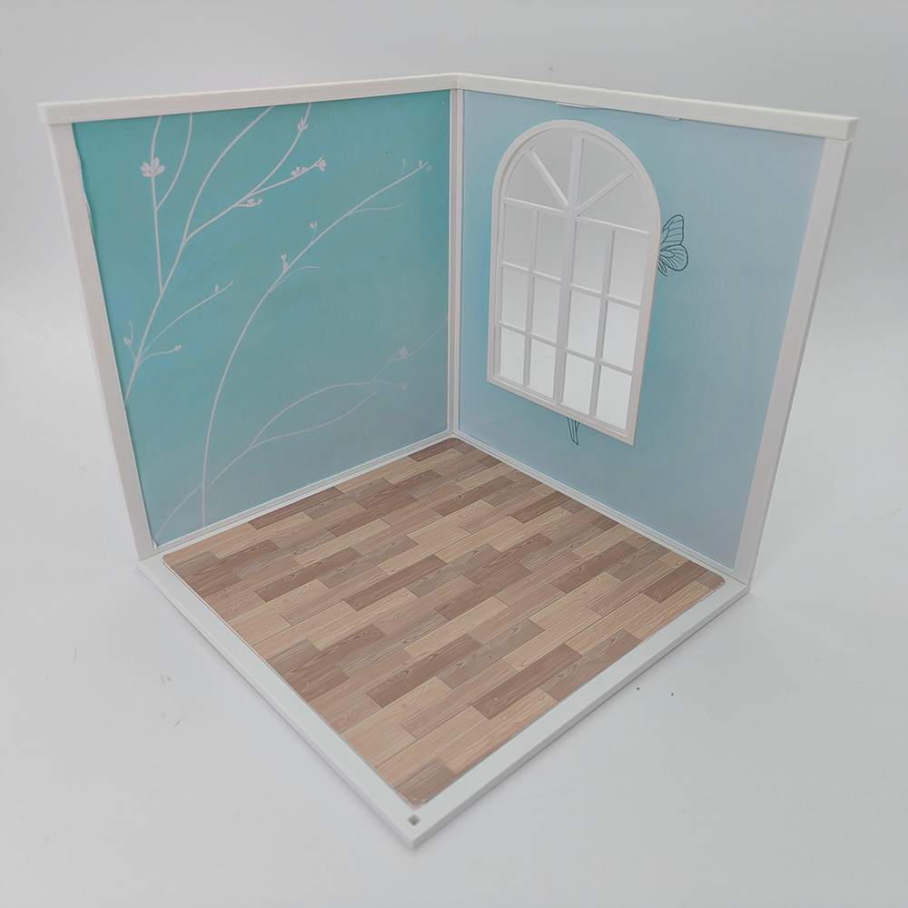LYTP122001 1/12 Universal Wall & Floor Combination 3D Printing DIY Miniature Scene Dollhouse Creative Pendant Desktop Scene OB Baby 12-Inch Baby House Assembly Versatile Wall BJD Spring Bedroom Or Sweet Bedroom
