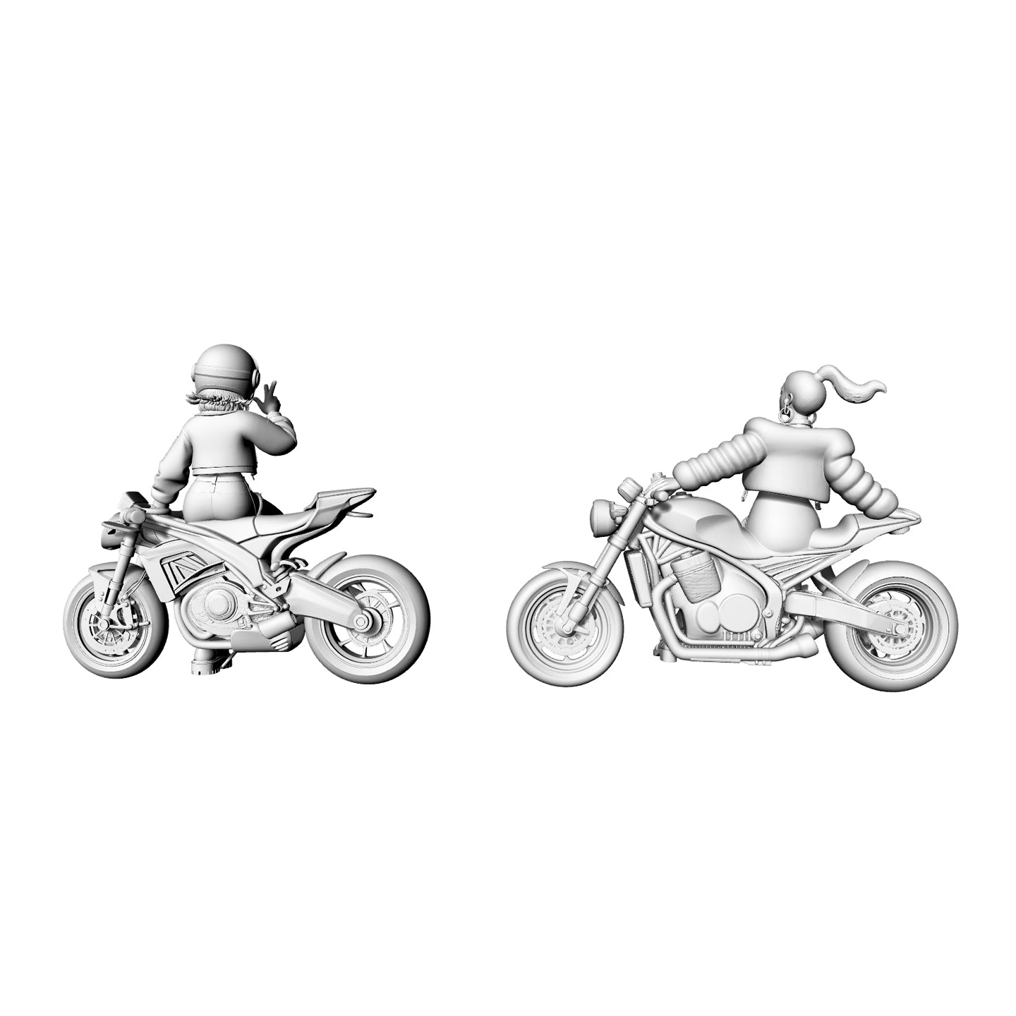 Yao's Studio LYTR067  Trendy Female Biker 3D Print Model, Unpainted Motorcycle Girl Figure, DIY Painting Kit 1set