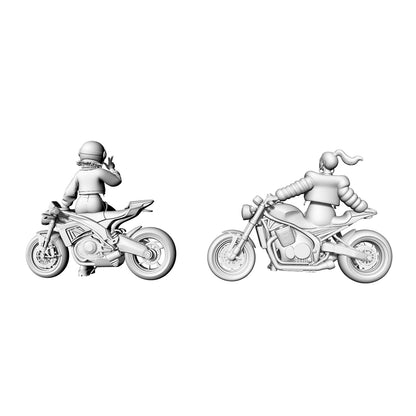 Yao's Studio LYTR067  Trendy Female Biker 3D Print Model, Unpainted Motorcycle Girl Figure, DIY Painting Kit 1set