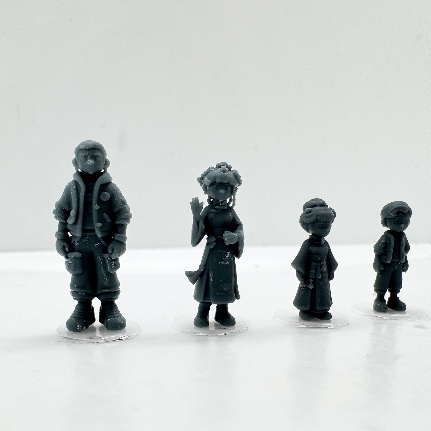 MRY-SFW LYTS140 3D Printed Chinese Style & Modern Mix 4Pcs Figures Anime Character Model Set for Collection Diorama HO Scale