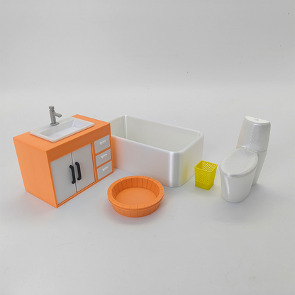LYTP1003 Geometric Sweetness Spring Bathroom 3D Printing DIY Miniature Scenes Dollhouse Creative Decorations Desktop Scenarios Mini Models 18-Inch BJD OB Doll