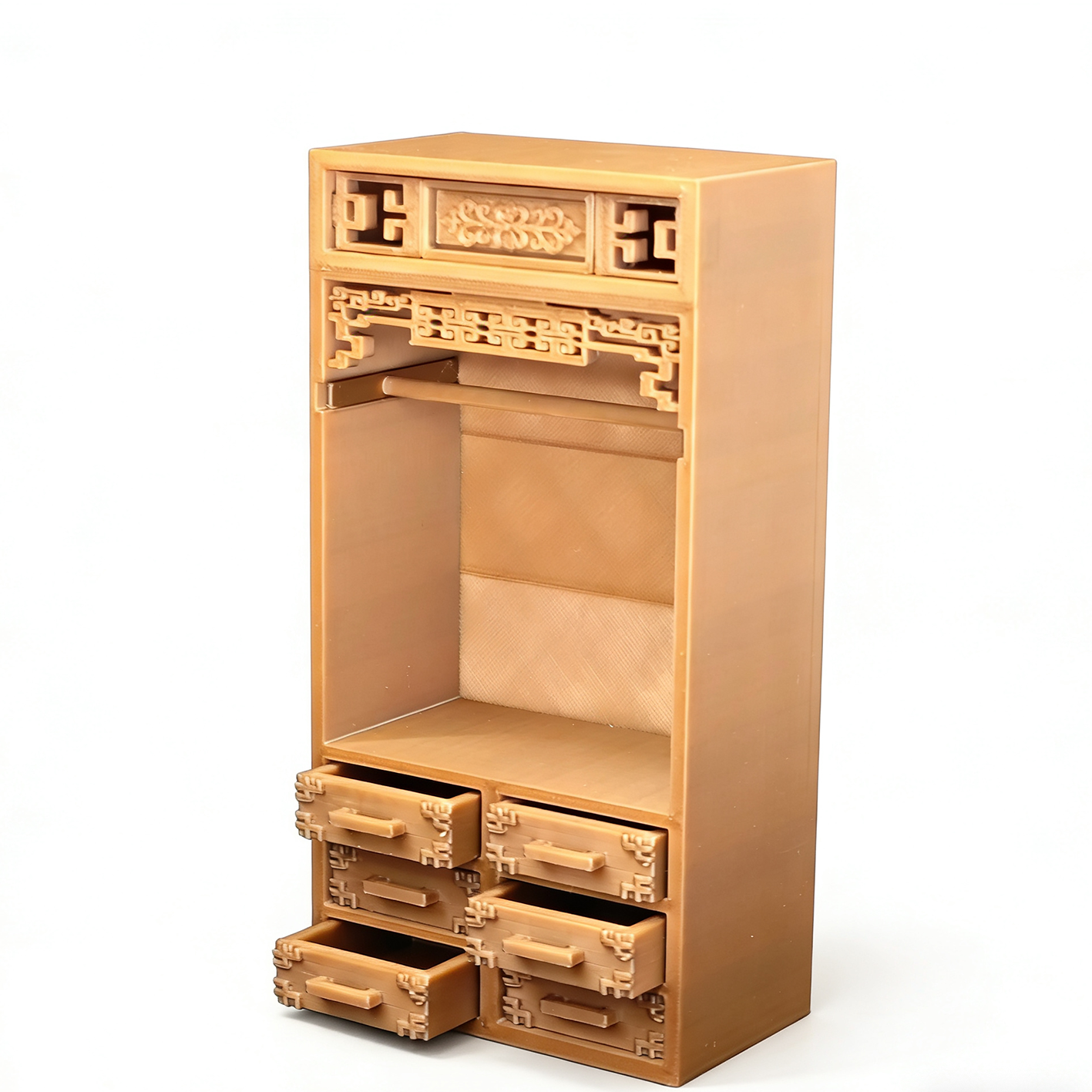 RHF12228 Ancient-Style Wardrobe Storage Cabinet 3D Printing DIY Miniature Scenes Dollhouse Creative Ornaments Desktop Scenes Mini Models BJD & OB Dolls Ancient-Style Wardrobe Storage Cabinet