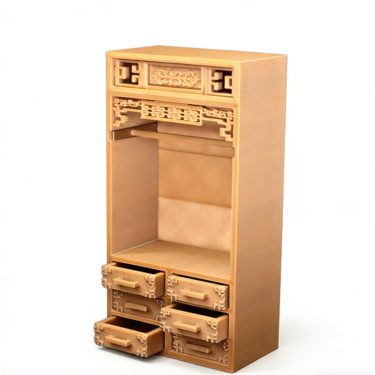 RHF12228 Ancient-Style Wardrobe Storage Cabinet 3D Printing DIY Miniature Scenes Dollhouse Creative Ornaments Desktop Scenes Mini Models BJD & OB Dolls Ancient-Style Wardrobe Storage Cabinet