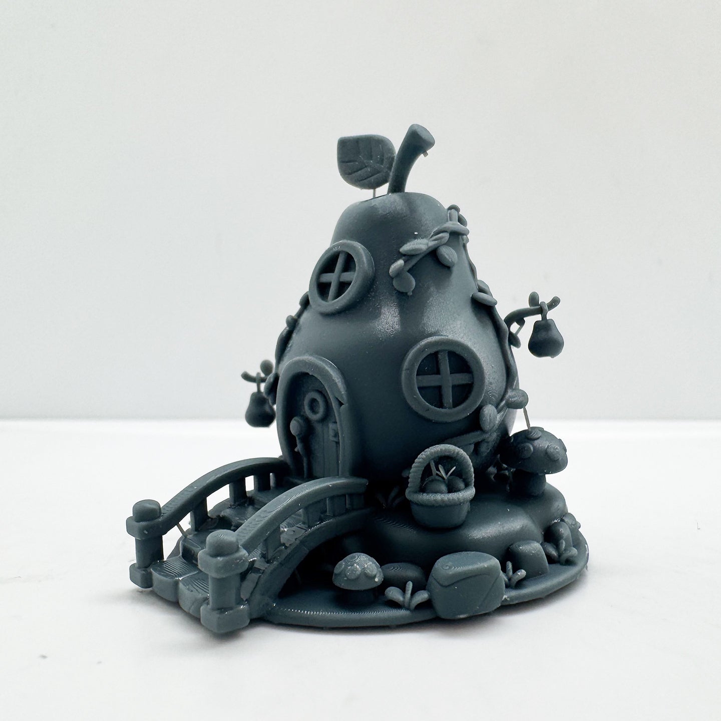 LYTS179 3D Printed Miniature Pear-Shaped Fairy House - Whimsical Fantasy Diorama Scene Decor