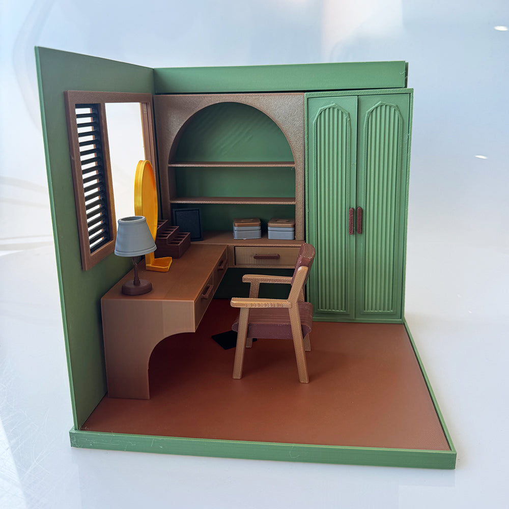RHF1017 Dressing Room 3D Printed Miniature Model: Dollhouse Vanity Wardrobe Suitable for Miniature House Bedroom Toys