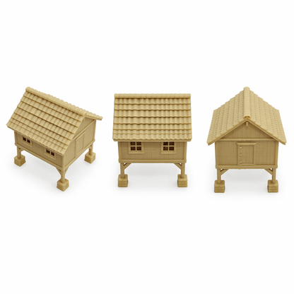 RHF0437 Elevated wooden house Desktop Ornament Sand Table Architecture Architectural Model Miniature House Small-scale Landscaping