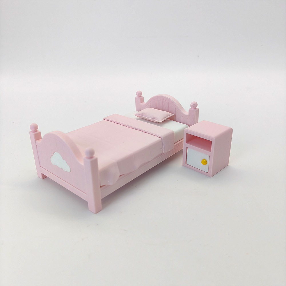 LYTP12202 1/12 Cloud-Shaped Headboard Kids'Single Bed  INS Style Miniature Display Model 1:12 Scale