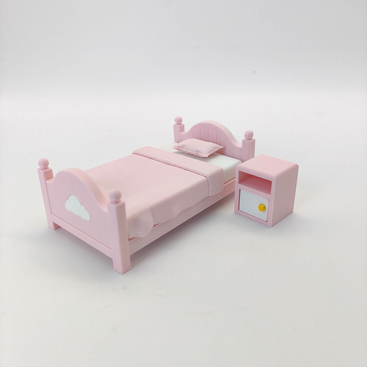 LYTP12202 1/12 Cloud-Shaped Headboard Kids'Single Bed  INS Style Miniature Display Model 1:12 Scale