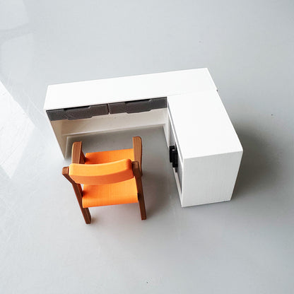 RHF12210  Modern Style Dollhouse Furniture  Miniature Desk And Chair Set 3D Printed