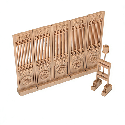 RHF225 Ancient-Style Screen Dividers & Palace Lanterns 3D Printing DIY Miniature Scenes Dollhouse Creative Ornaments Desktop Scenes Mini Models Scale BJD & OB Dolls Ancient-Style Screen Dividers & Palace Lanterns