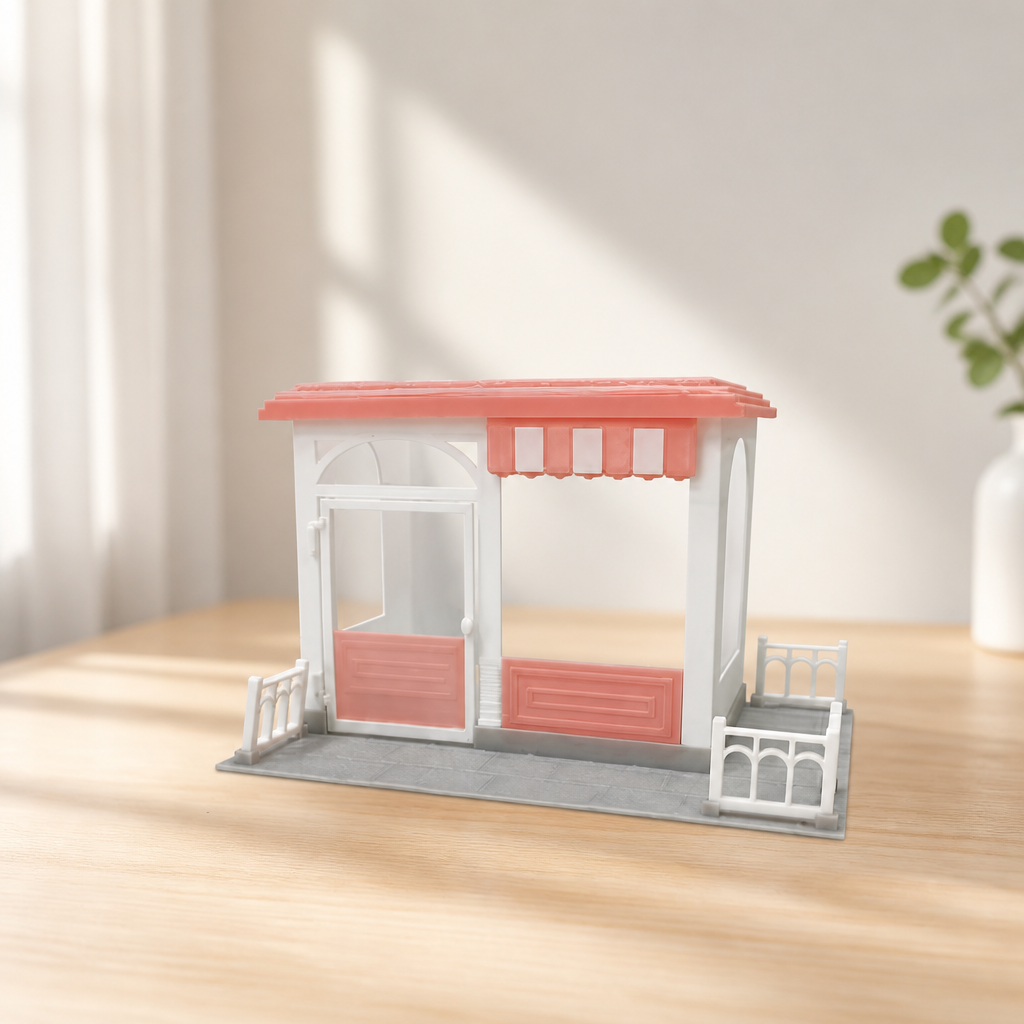 RHF0399 Miniature Gable-Roof Shop Base, Open-Side Empty Room for Dollhouse Desktop Ornament Creative DIY Hut Dollhouse Background House Model Home Background Miniature Model