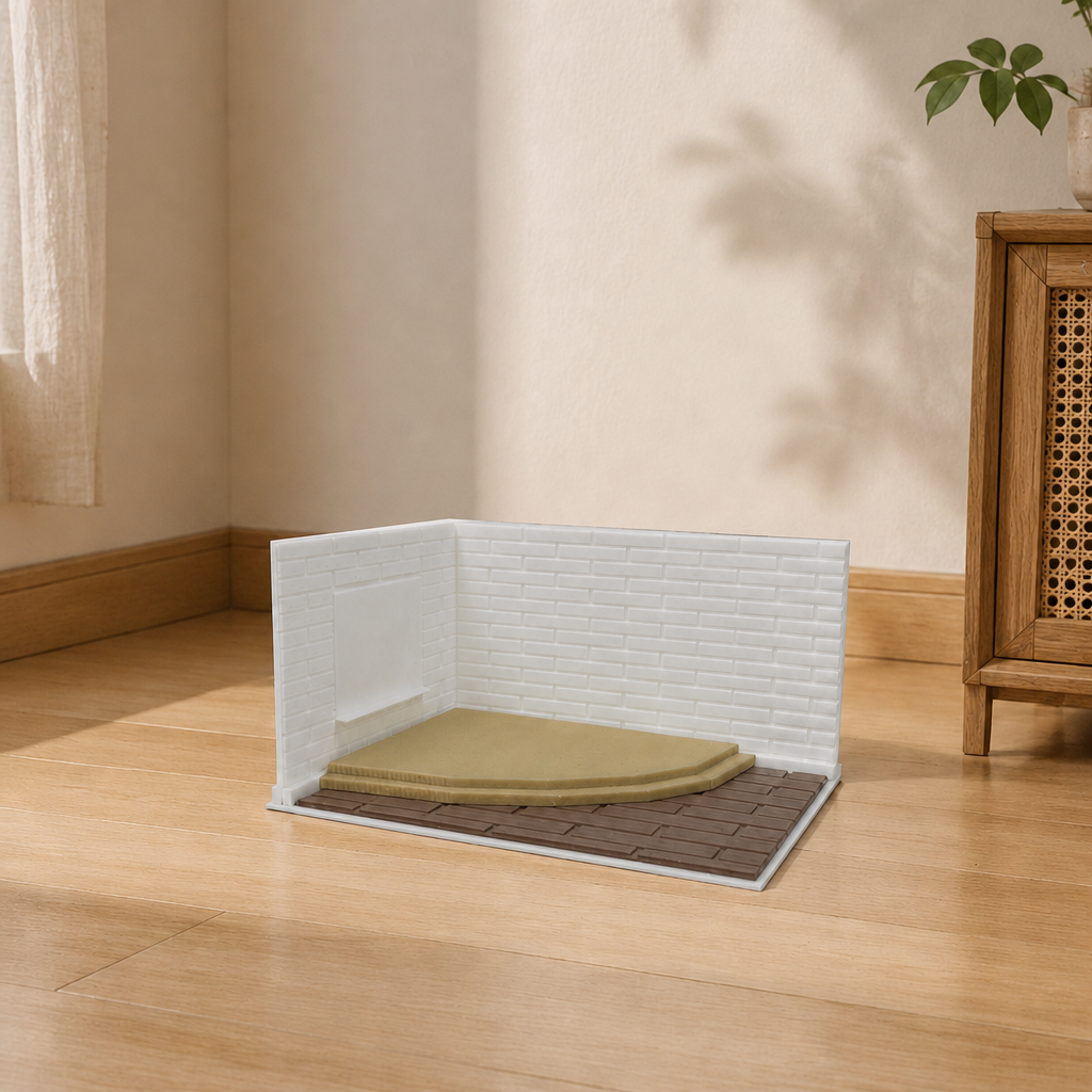 RHF0405 Modern Open-Plan Miniature Scene Frame, Single-Side Display Empty Room, Universal Base for Dollhouse/Action Figure Scenes Desktop Ornament Creative DIY Hut Dollhouse