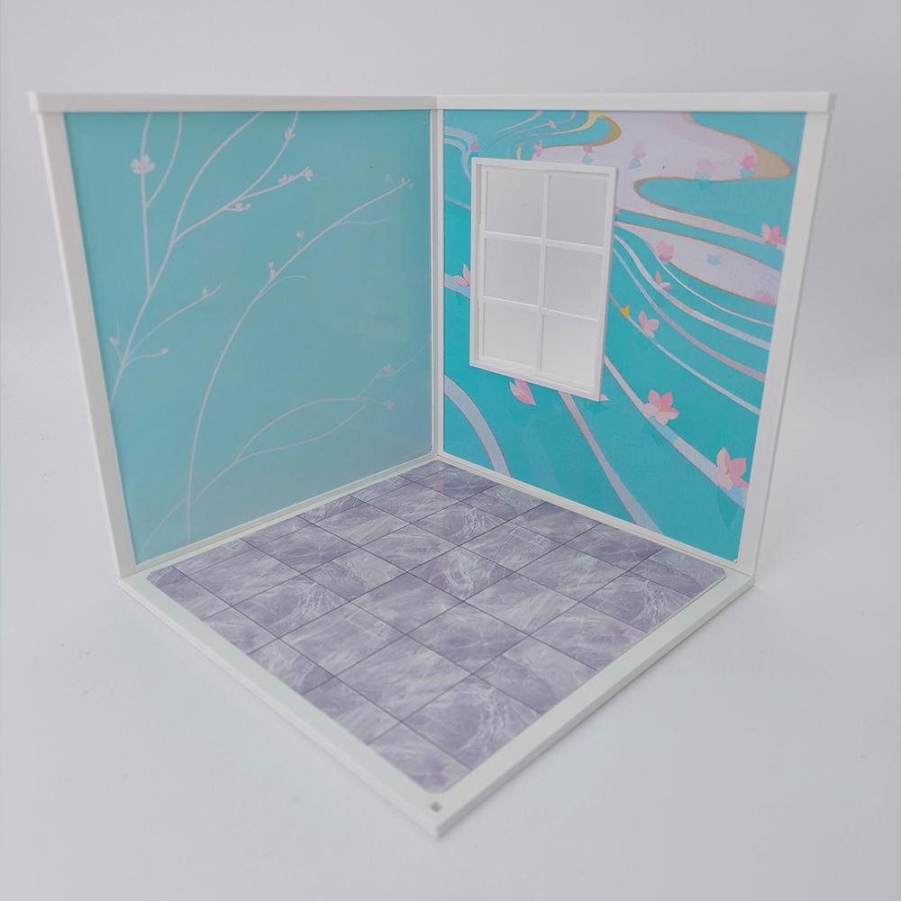 LYTP122003 1/12 Universal Wall & Floor Combination 3D Printing DIY Miniature Scene Dollhouse Creative Pendant Desktop Scene OB Baby 12-Inch Baby House Assembly Versatile Wall BJD Spring Bathroom Or Sweet Study Room