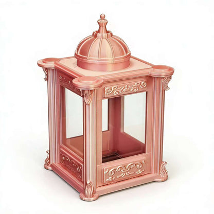 RHF-221 Rose Gold Pavilion Rose Gold Gazebo, Vintage Palace-style Decorative Box, Decorative Landscaping Protective Cover for Fish Tank Exteriors, Blind Box Figurine Display Stand, Luxury Desktop Decorative Ornament, Creative Storage Container