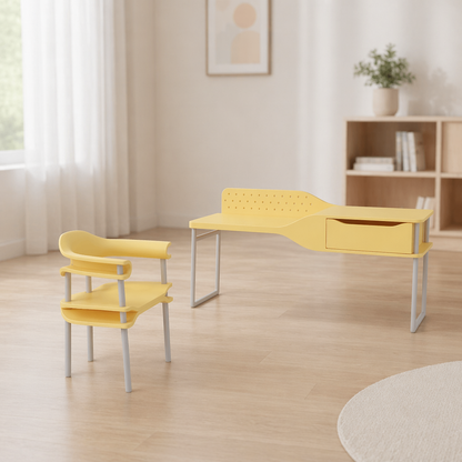 RHF0533D Shimmering waves yellow desk Desktop ornaments dollhouse furniture mini study room scene furniture macaron-colored furniture wavy furniture miniature original design furniture