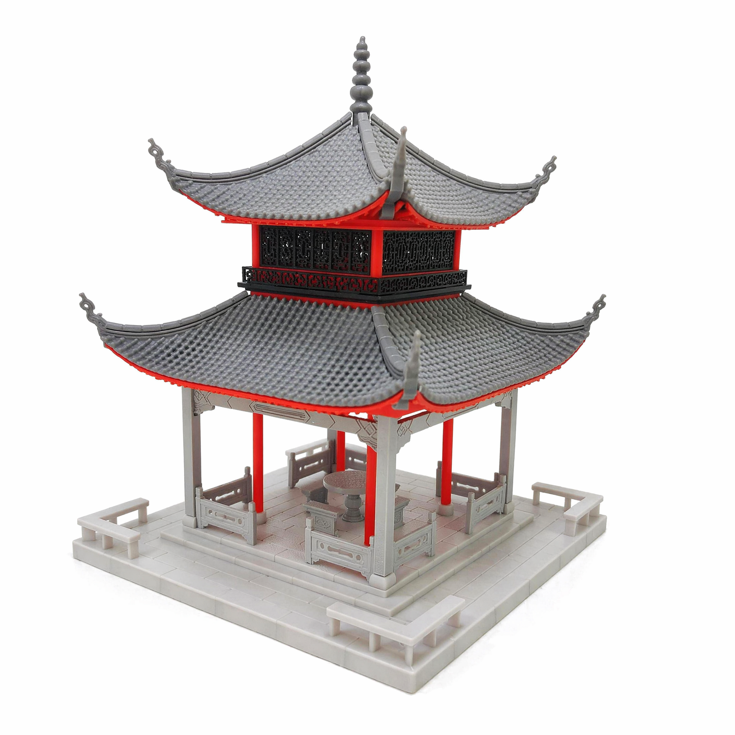 RHF530 Aiwan Pavilion Desktop Ornament, Ancient Style Architecture, Chinese Style Pavilion, Sand Table Architecture, Architectural Model, Miniature House, Small Scale Landscape