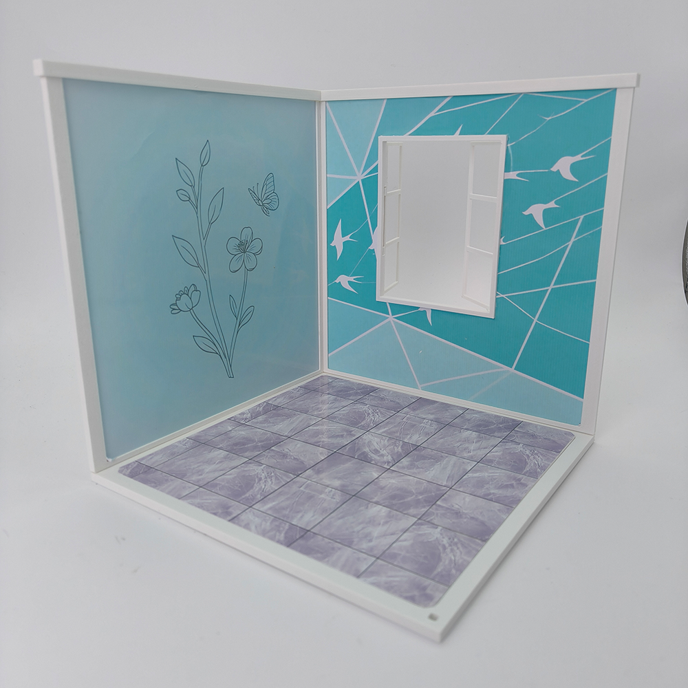 LYTP122004 1/12 Universal Wall & Floor Combination 3D Printing DIY Miniature Scene Dollhouse Creative Pendant Desktop Scene OB Baby 12-Inch Baby House Assembly Versatile Wall BJD Spring Kitchen Or Sweet Kitchen