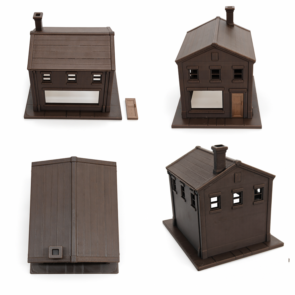 RHF0447 Triangular-roof wooden house with windows Desktop Ornament Sand Table Architecture Architectural Model Miniature House Small-scale Landscaping