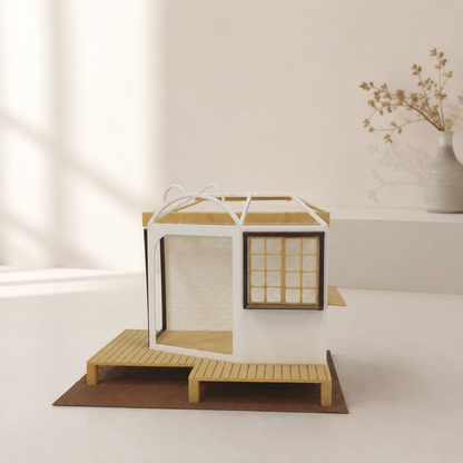 RHF0401 Miniature Cat House Base, Open-Side Empty Room for Dollhouse Desktop Ornament Creative DIY Hut Dollhouse Background House Model Home Background Miniature Model Dollhouse Accessories