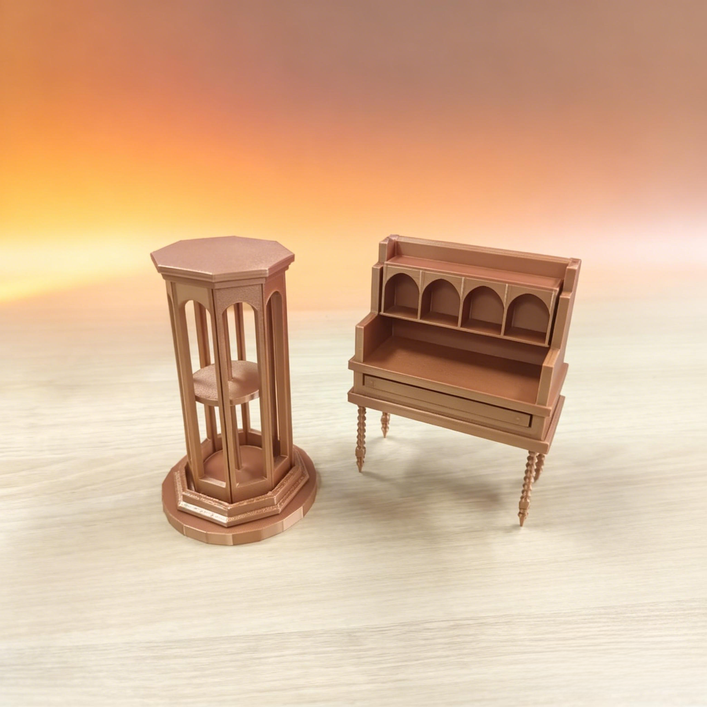 RHF12251 Rotatable Display Cabinet & Dressing Table 3D Printed Modern Retro Style Miniature Furniture Rotatable Display Cabinet & Dressing Table Model