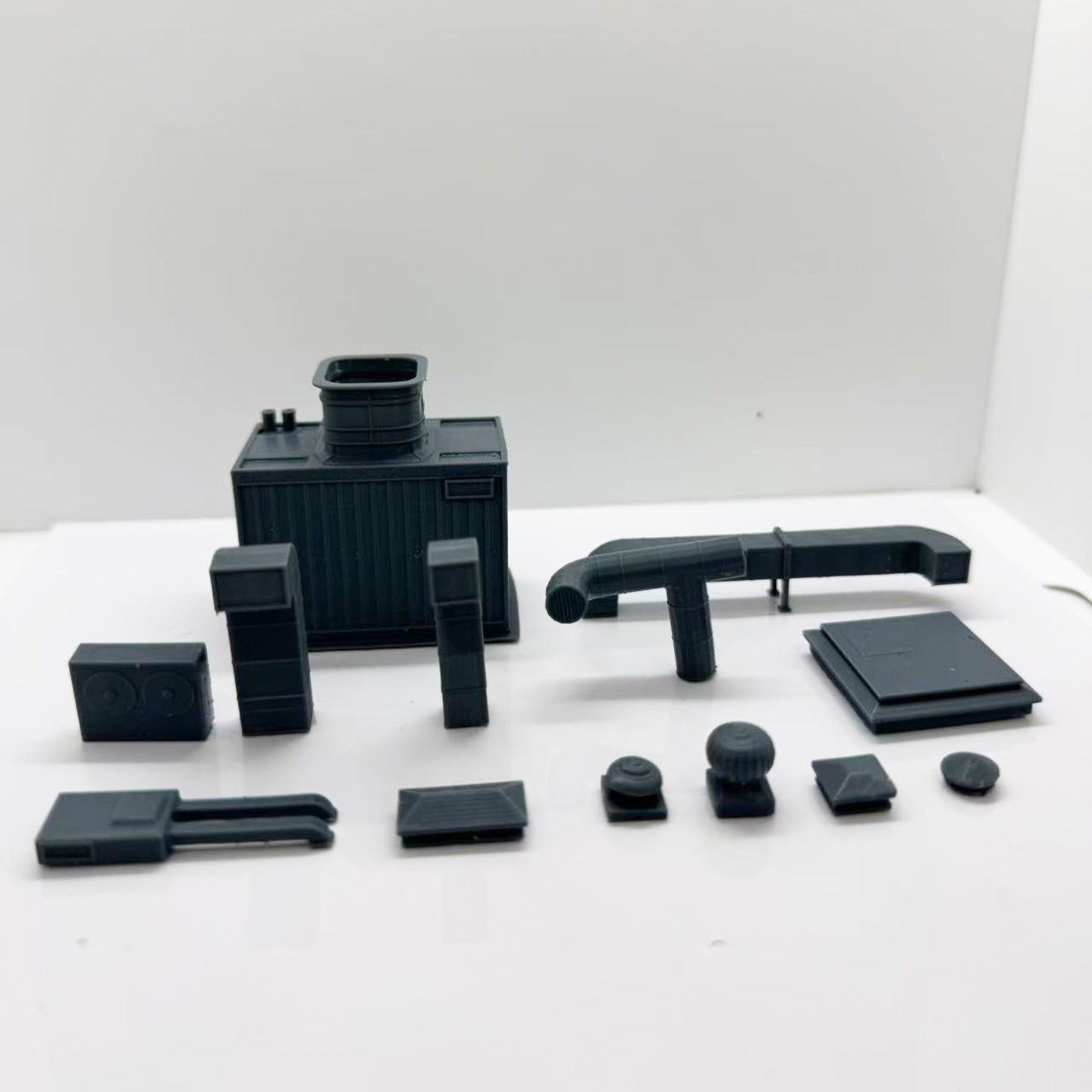 Yao's Studio LYTS092  3D Printed Miniature Model Air Conditioning And Ventilation Equipment Set Including Cooling Tower Ventilation Equipment Air Filter And Ducts