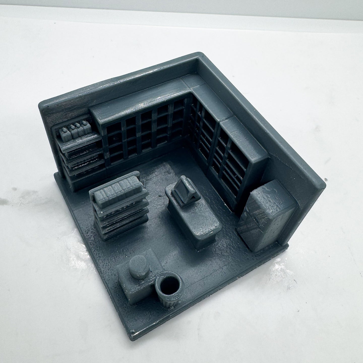 MRY-SFW LYTS113  3D Printed Miniature Convenience Store Scene Model - Full Detailed Facilities Set, Desktop Decor, Diorama Scene DIY Unpainted All-in-One Printed Kit HO Scale
