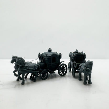 LYTS176 3D Printed Retro Two-Horse Carriage Model Set - Train Railway Miniature Scene Decor Ornament