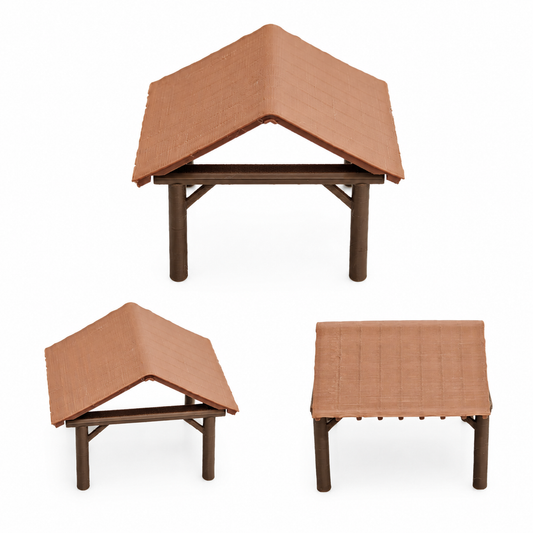 RHF0421 Farm-style small thatched shed Desktop Ornament Sand – LCD 3D printed resin model kit, image 1