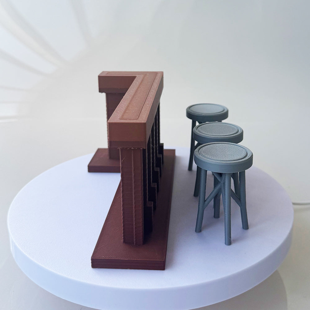 RHF12211  Bar Counter Bar Stools Bar Furniture Coffee Shop BJD OB Dollhouse Dollhouse Miniature Models 3D Printed