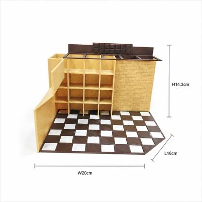 RHF0402 Vintage Street Shop Miniature Scene Frame, Single-Side Display Empty House, Universal Base for Dollhouse/Action Figure Scenes ¾«¼ò°æ Desktop Ornament Creative DIY Hut Dollhouse