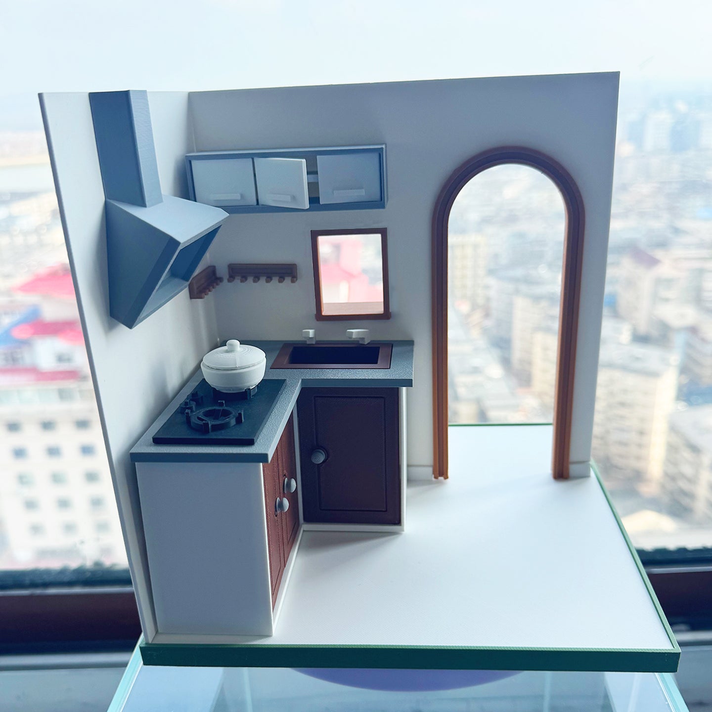 RHF121006 1/12 Kitchen Corner Frame 3D Printing DIY Miniature Scenes Dollhouse Frame Creative Decorations Desktop Scenarios Mini Models 12-Inch BJD OB Doll A Corner Of The Kitchen