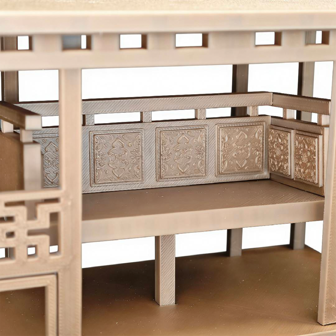 RHF12235 Ancient-Style Canopy Bed 3D Printing DIY Miniature Scenes Dollhouse Creative Ornaments Desktop Scenes Mini Models BJD & OB Dolls Ancient-Style Canopy Bed