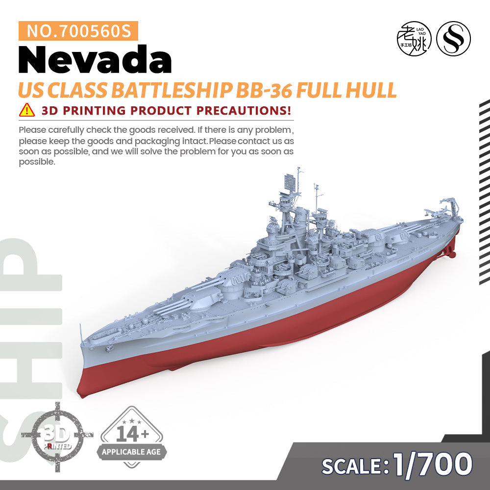 SSMODEL 560S Military Warship Model Kit US Navy Nevada Class Battleship BB-36