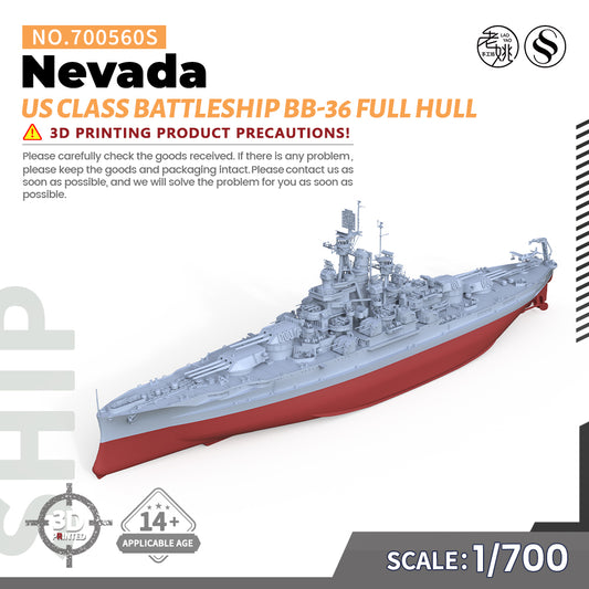SSMODEL 560 1/700(600,720,800,900) Military Warship Model Kit USN Nevada Class Battleship BB-36