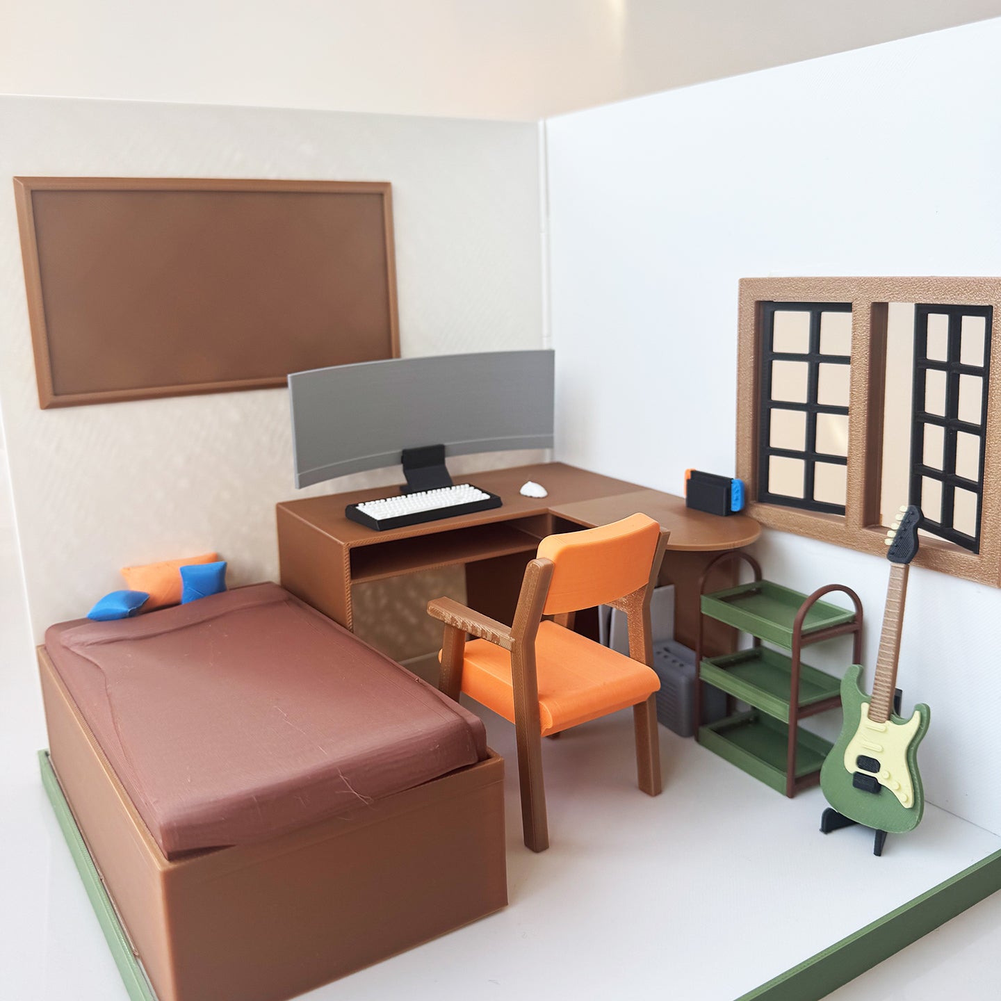 RHF121021 Esports Bedroom 3D Printing DIY Miniature Scenes Dollhouse Frame Creative Decorations Desktop Scenarios Mini Models BJD OB Doll
