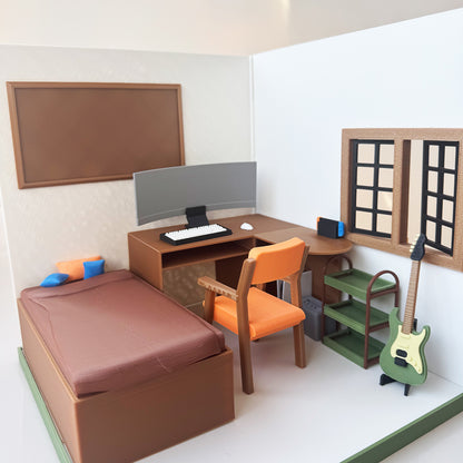 RHF121021 Esports Bedroom 3D Printing DIY Miniature Scenes Dollhouse Frame Creative Decorations Desktop Scenarios Mini Models BJD OB Doll