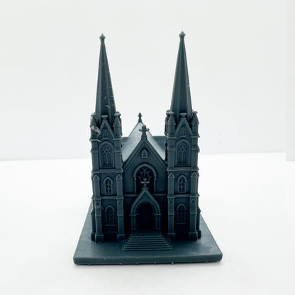 MRY-SFW LYTS130 3D Printed Gothic Style Double Spire Church Building Retro Cathedral Miniature for Diorama Builders Collectors or Religious Architecture Enthusiasts