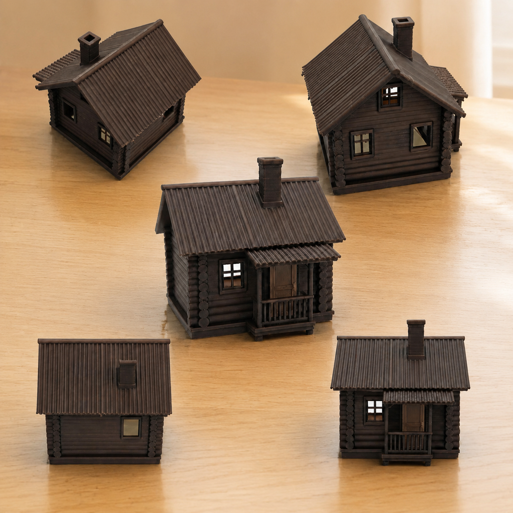RHF0435 Small wooden house with many windows in the forest D – LCD 3D printed resin model kit, image 1