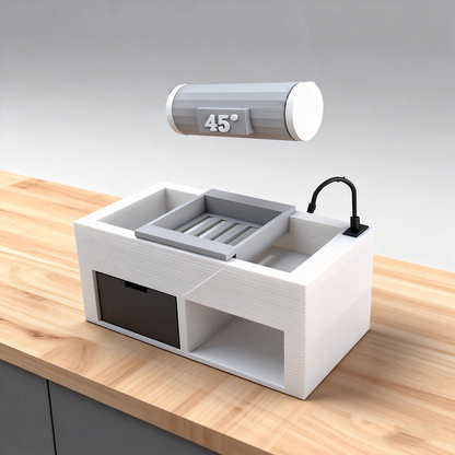 RHF261 Sink Water Heater Miniature Scene Model Ornament Original Modern Minimalist Sink with Water Heater Dollhouse Furniture Accessory