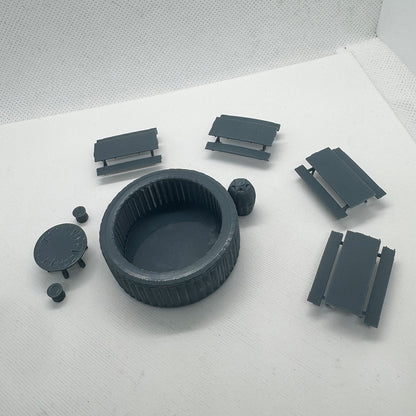 Yao's Studio LYTS065 Diorama 3D Railway Scene Swimming Pool Picnic Table Outdoor Table And Chairs