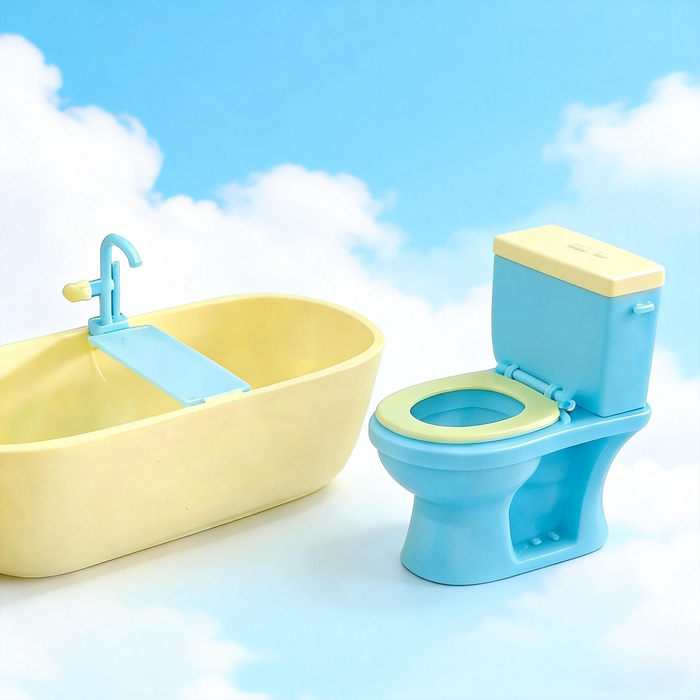 RHF263 Bathtub Toilet Miniature Scene Model Ornament Original Modern Mint Bubble Bathroom Set Dollhouse Bathtub & Toilet Accessories Home Scene Props Fidget Toy